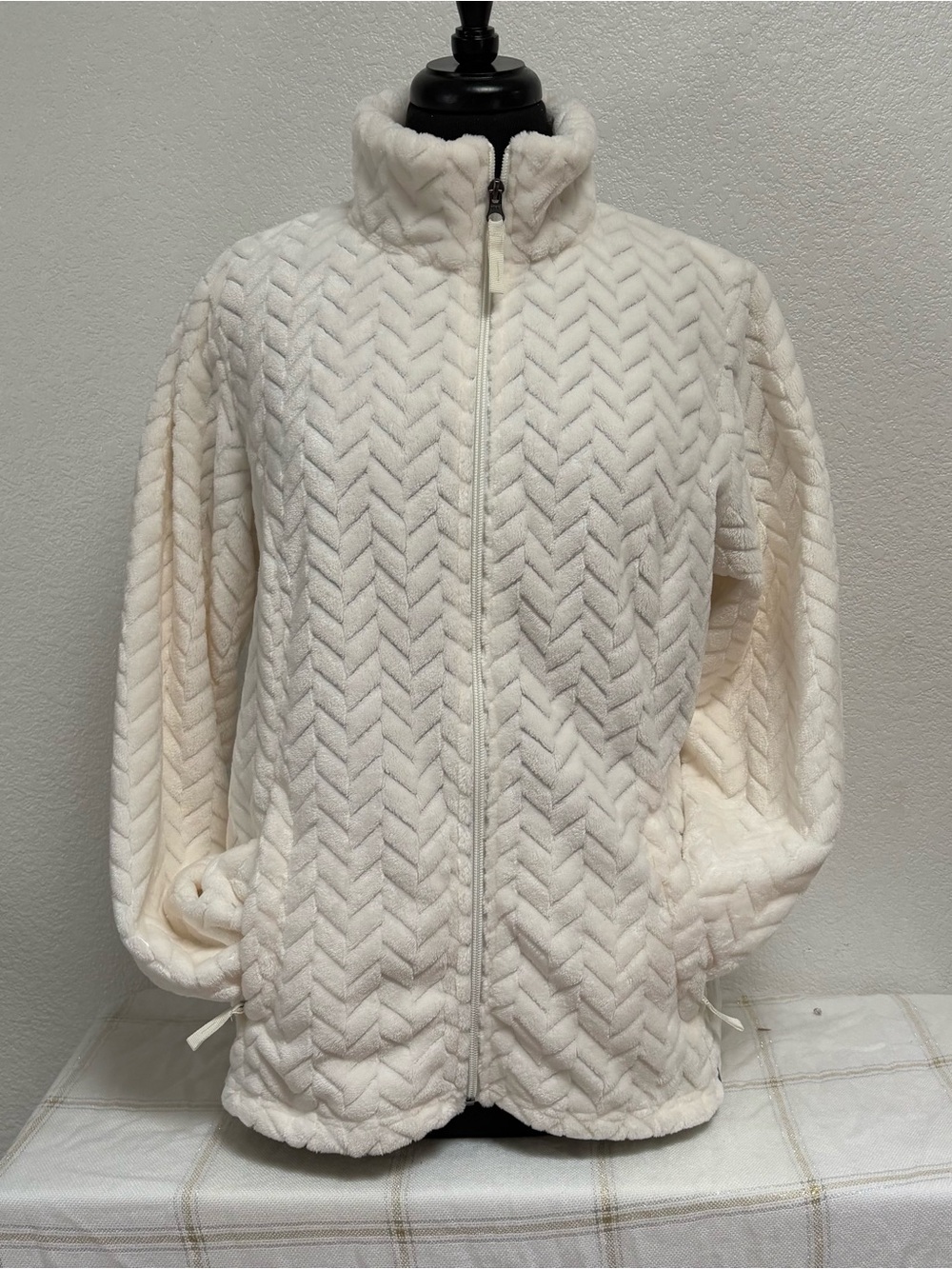 Free Country Cream Chevron Teddy Zip Jacket